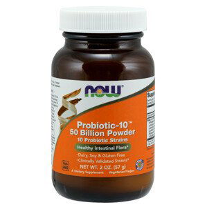 NOW Probiotic-10, probiotika v prášku, 50 miliard CFU, 10 kmenů, 57 g