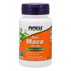 NOW Raw Maca (řeřicha peruánská), 750 mg x 30 rostlinných kapslí