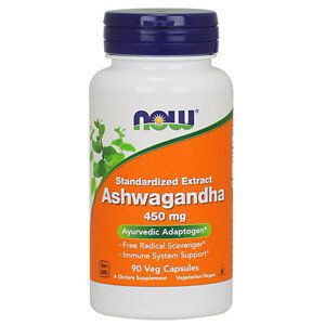 NOW Ashwagandha (Vitánie snodárná) extrakt, 450 mg x 90 rostlinných kapslí