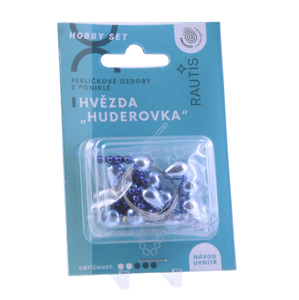 Sada na výrobu ozdoby z perliček - Huderovka - stříbrná/modrá