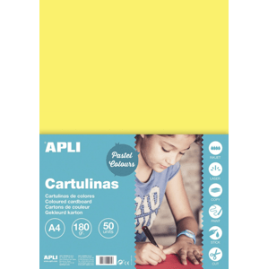 APLI sada barevných papírů, A4, 170 g, světle žlutý - 50 ks
