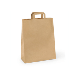 Papírová taška s plochým uchem 28 × 17 × 27 cm, 80 g - hnědá