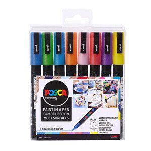 Akrylové popisovače POSCA, PC-3M, 0,9–1,3 mm - 8 třpytivých barev