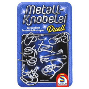 Sada kovových hlavolamů Duell v plechové krabičce