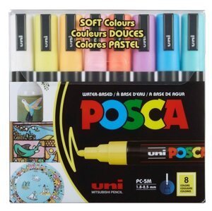 Akrylové popisovače POSCA, PC-5M - 8 pastelových barev
