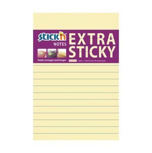 Samolepicí blok Stick'n Extra Sticky 150 × 101 mm, 90 lístků, žlutý, linkovaný