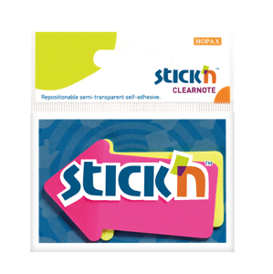 Plastové samolepicí záložky Stick'n 76 × 50 mm, 2 × 30 lístků, neon šipky