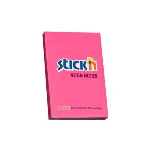 Samolepicí bloček Stick'n 76 × 51 mm, 100 lístků, neonově růžový