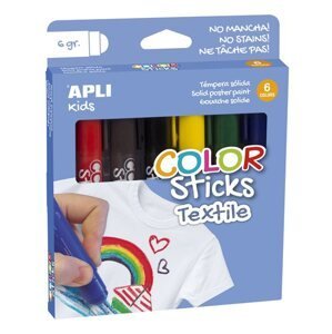 Barvy v tyčince na textil APLI, 6 × 6 g, mix barev
