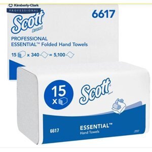 SCOTT papírové ručníky skládané - 1 vrstvé, bílé (15 x 340 ks) = 5100 ks