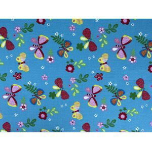 Dětský koberec Motýlek modrý 200 x 200 cm