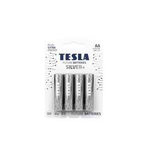 Alkalická tužková baterie AA Tesla SILVER+ 4 ks, blistr