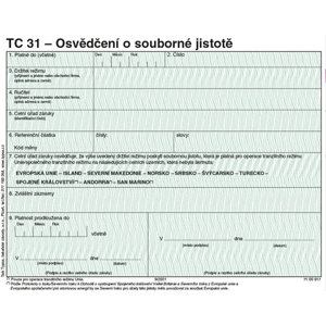 TC 31 - Osvědčení o souborné jistotě (2021)