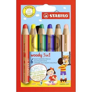 STABILO woody 3 in 1 Multifunkční pastelka - sada 6 barev