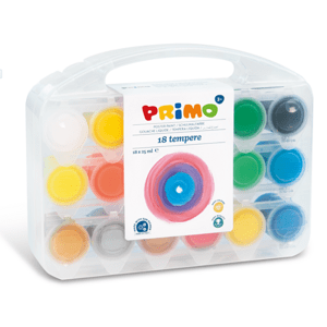 Temperové barvy PRIMO - dárková sada 18 × 25 ml (BASIC, METALÍZA, FLUO)