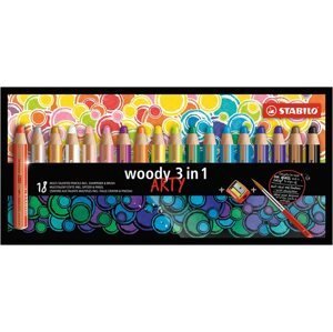 STABILO woody 3 in 1 Multifunkční pastelka ARTY - sada 18 barev s ořezávátkem