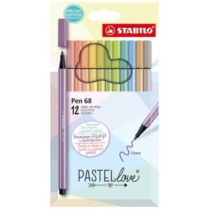 STABILO Pastellove Pen 68 Vláknový fix - sada 12 barev