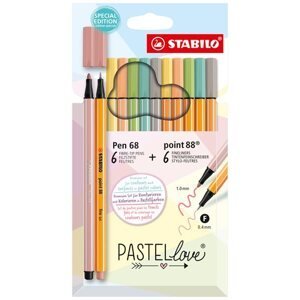 STABILO Pastellove Pen 68 Vláknový fix a point 88 Jemný liner - sada 12 ks