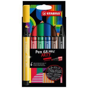 STABILO Pen 68 MAX Vláknový fix s klínovým hrotem - sada 6 barev ARTY