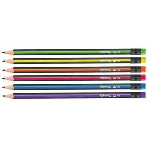 Grafitová tužka Colorino Stripes HB trojhranná s pryží 1 ks - mix barev