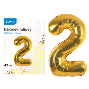 Balónek fóliový nafukovací číslo 2, zlatý 43 cm