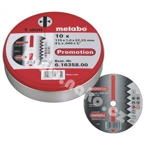 METABO sada kotoučů 115x1mm 10 dílů INOX 616358000