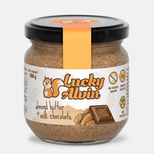 Lucky Alvin Mandle + Mléčná Čokoláda 200 g, bez GMO, Vegetarian, bez palm. oleje, bez přid. cukru, bez soli, bez lepku 8594189900333