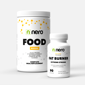 Výhodná sada - spalovač tuků + funkční strava Nero FOOD Banán / 1 měsíc b07
