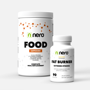 Výhodná sada - spalovač tuků + funkční strava Nero FOOD Cappuccino / 1 měsíc b06