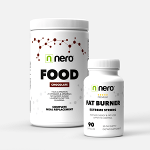Výhodná sada - spalovač tuků + funkční strava Nero FOOD Čokoláda / 1 měsíc b05