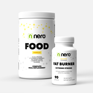 Výhodná sada - spalovač tuků + funkční strava Nero FOOD Vanilka / 1 měsíc b03