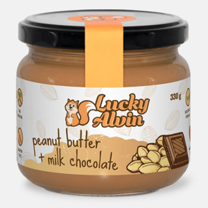 Lucky Alvin Arašídy + Mléčná Čokoláda 330 g, bez GMO, Vegetarian, bez palm. oleje, bez přid. cukru, bez soli 8594189900036