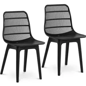 Židle – sada 2 kusů – – do 150 kg – opěradlo s otvory – černá barva - Royal Catering
