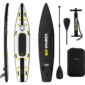 Nafukovací stand up paddleboard 120 kg černá / žlutá sada s pádlem, sedátkem a příslušenstvím - Vodní sporty Gymrex
