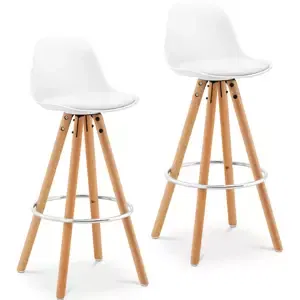 Barová židle 2 kusy s opěrkou dřevěné nohy bílá - Konferenční židle Fromm & Starck