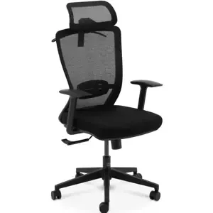 Kancelářská židle síťované opěradlo opěrka hlavy sedák 50 x 50 cm do 150 kg černá - Kancelářské židle Fromm & Starck