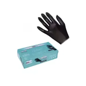 Eurostil Nitrile Gloves Powder Free - černé nitrilové rukavice bezpudrové, 100ks S - small (06686)
