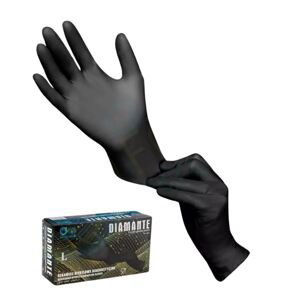 DIAMANTE Disposable Nitrile Gloves - bezpudrové nitrilové rukavice, 100 ks L- Large - černé