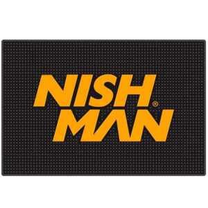 Nishman Barber Mat Yellow&apos;n&apos;Black - černá podložka se žlutým logem, 29,5 x 45 cm