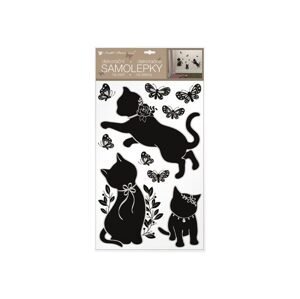 Anděl Samolepky 10490 na zeď černé kotě s glitry a kamínky 32 x 60 cm