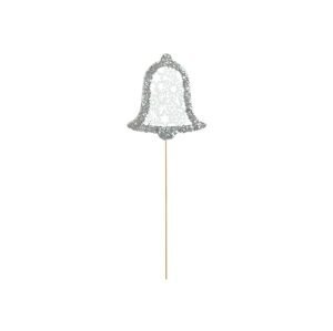 MFP 8886107 Zápich zvonek dřevo bílá s glitrem 7,5cm/35cm