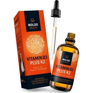 WoldoHealth Vitamin D3+K2 Kapky 1000 I.U. 50 ml