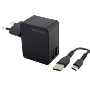 AVACOM HomeNOW síťová nabíječka 3,4A se dvěma výstupy, černá USB-C