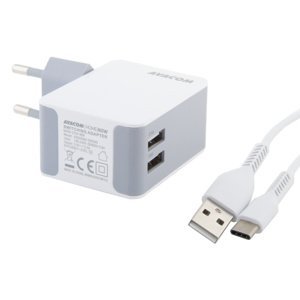AVACOM HomeNOW síťová nabíječka 3,4A se dvěma výstupy, bílá USB-C