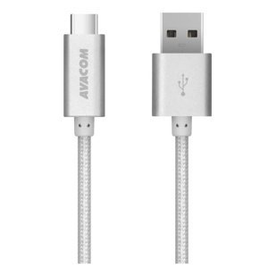 AVACOM datový a nabíjecí kabel USB-USB Type-C 100cm, stříbrný