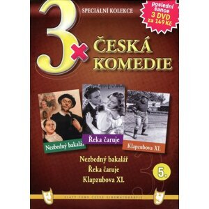 3xČeská komedie 5 (Nezbedný bakalář / Řeka čaruje / Klapzubova XI.) - 3DVD