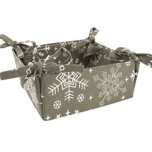Dekorativní vánoční látkový košík, šedý 34x34cm