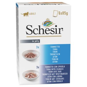 Schesir Cat Jelly Pouch 6 x 85 g - mix tuňák + tuňák s mořským vlkem