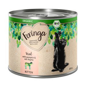 Feringa Organic Kitten 24 x 200 g - telecí s dýní a ožankou kočičí