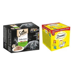 Sheba, 48 x 85 g + Dreamies 12 x 60 g - 15 % sleva - Selection v omáčce Feine Vielfalt